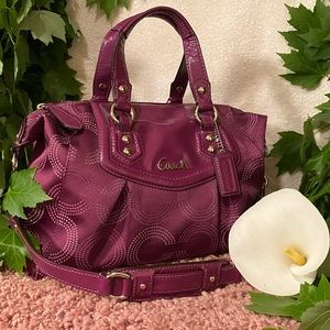 ASHLEY DOTTED OP ART SATCHEL (COACH F20027) BERRY